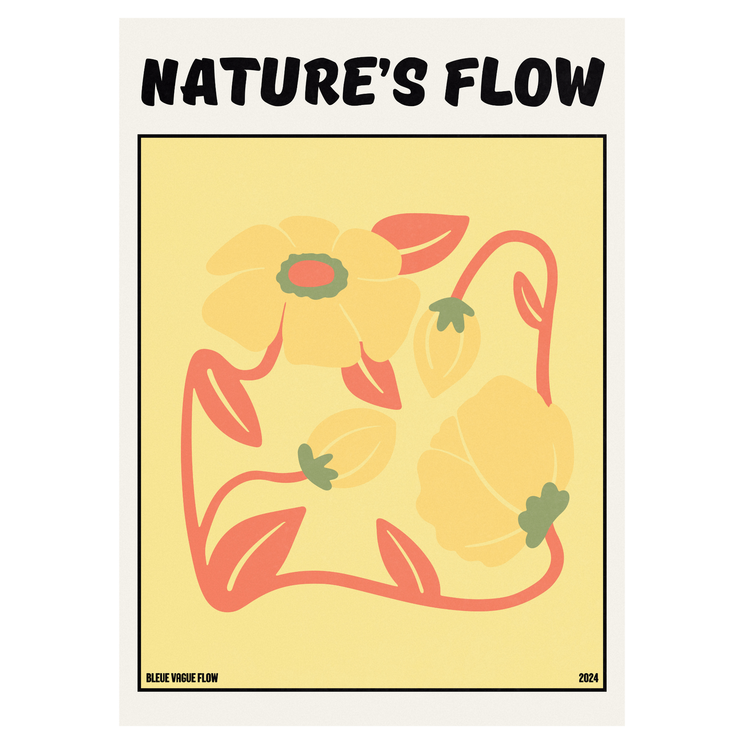 Poster Flower's Flow - Or Sauvage Bleue Vague Flow