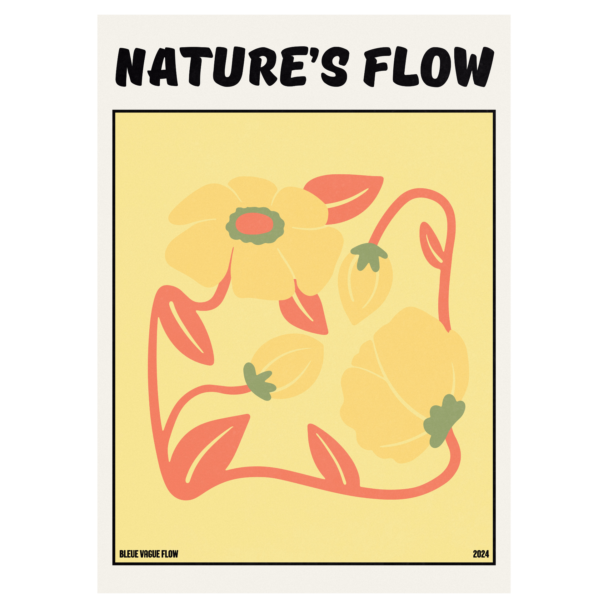 Poster Flower's Flow - Or Sauvage Bleue Vague Flow