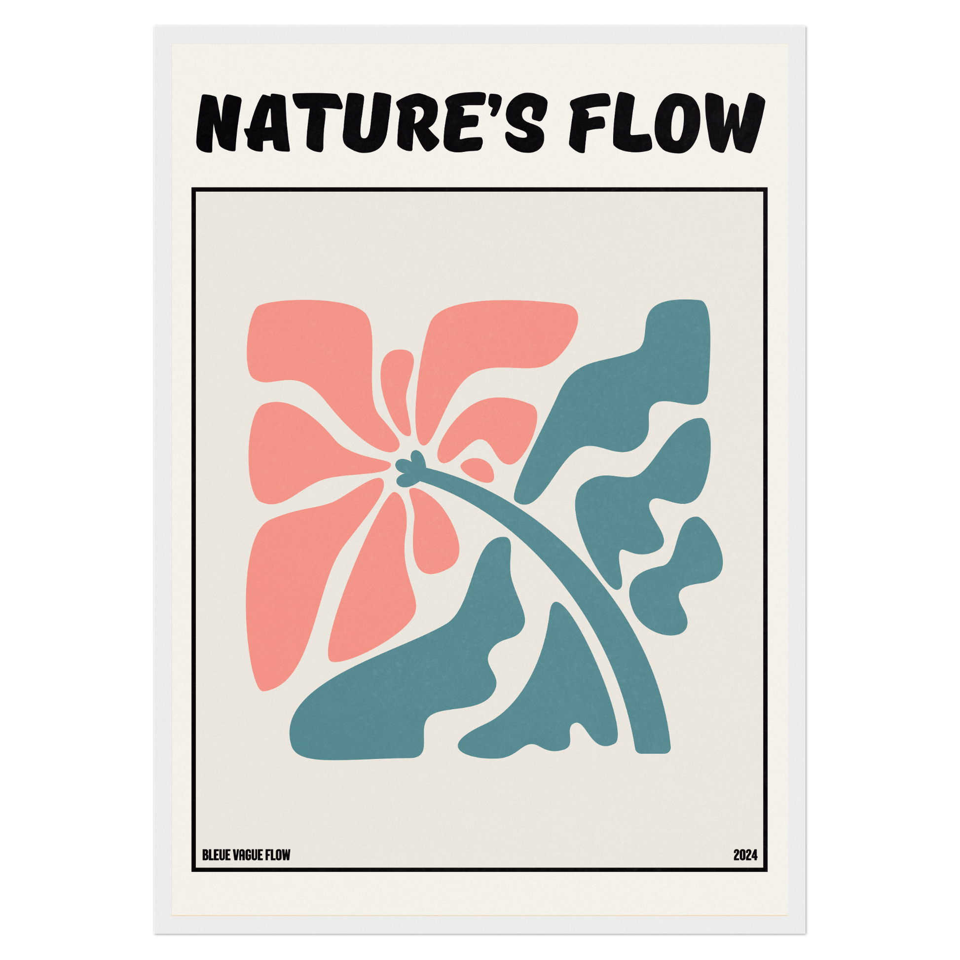 Poster Flower's Flow - Éclosion Carmine Bleue Vague Flow