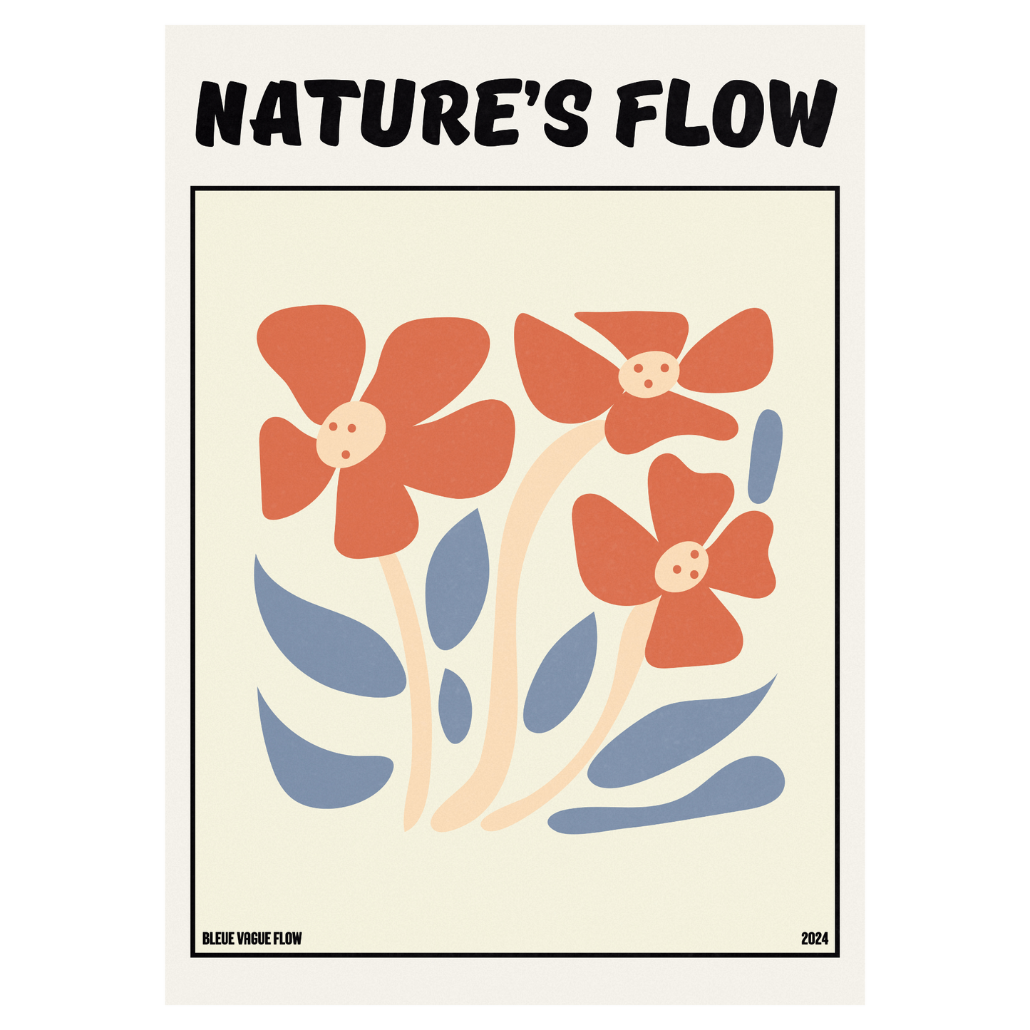 Poster Flower's Flow - Soie Bleue Vague Flow