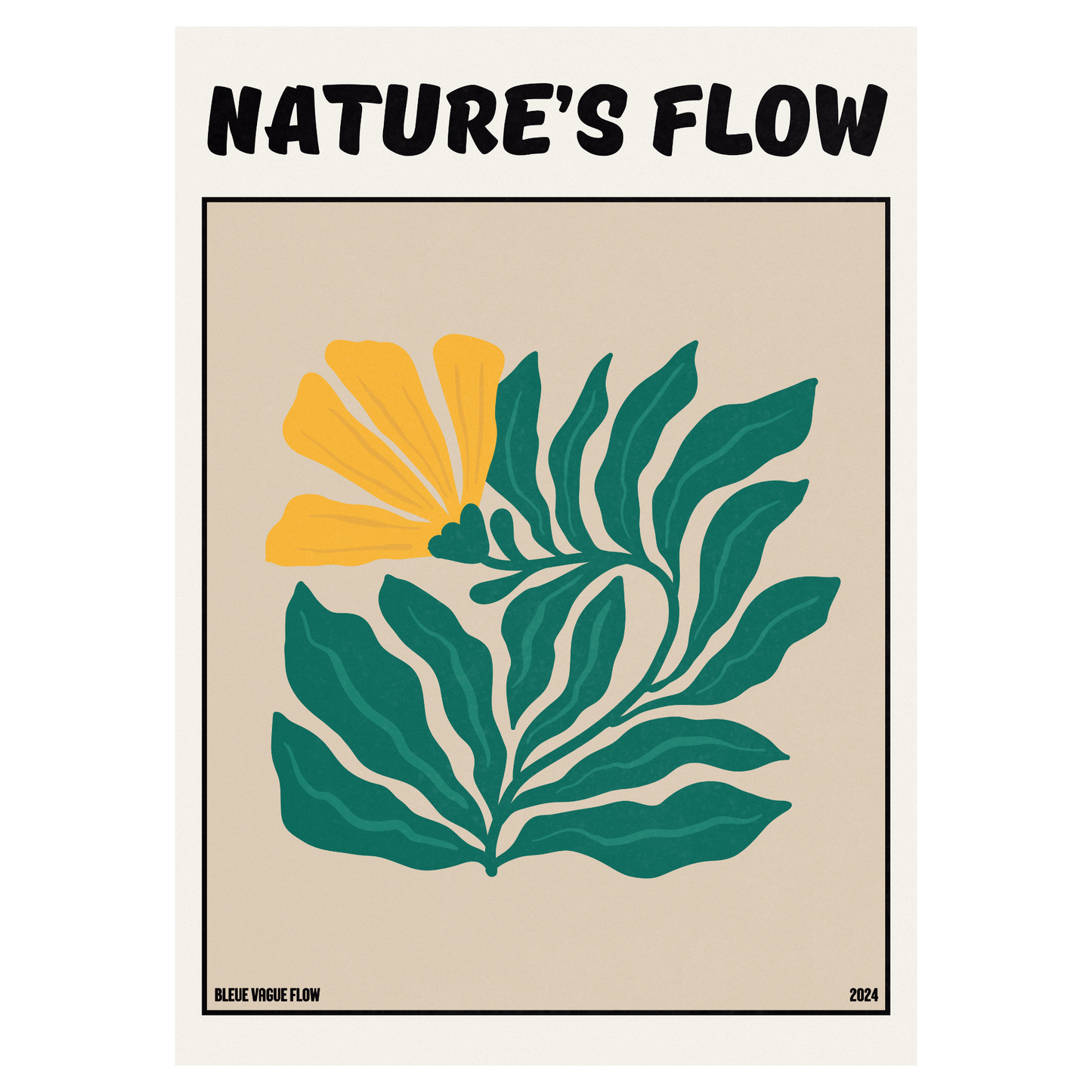 Poster Flower's Flow - Feu pâle Bleue Vague Flow