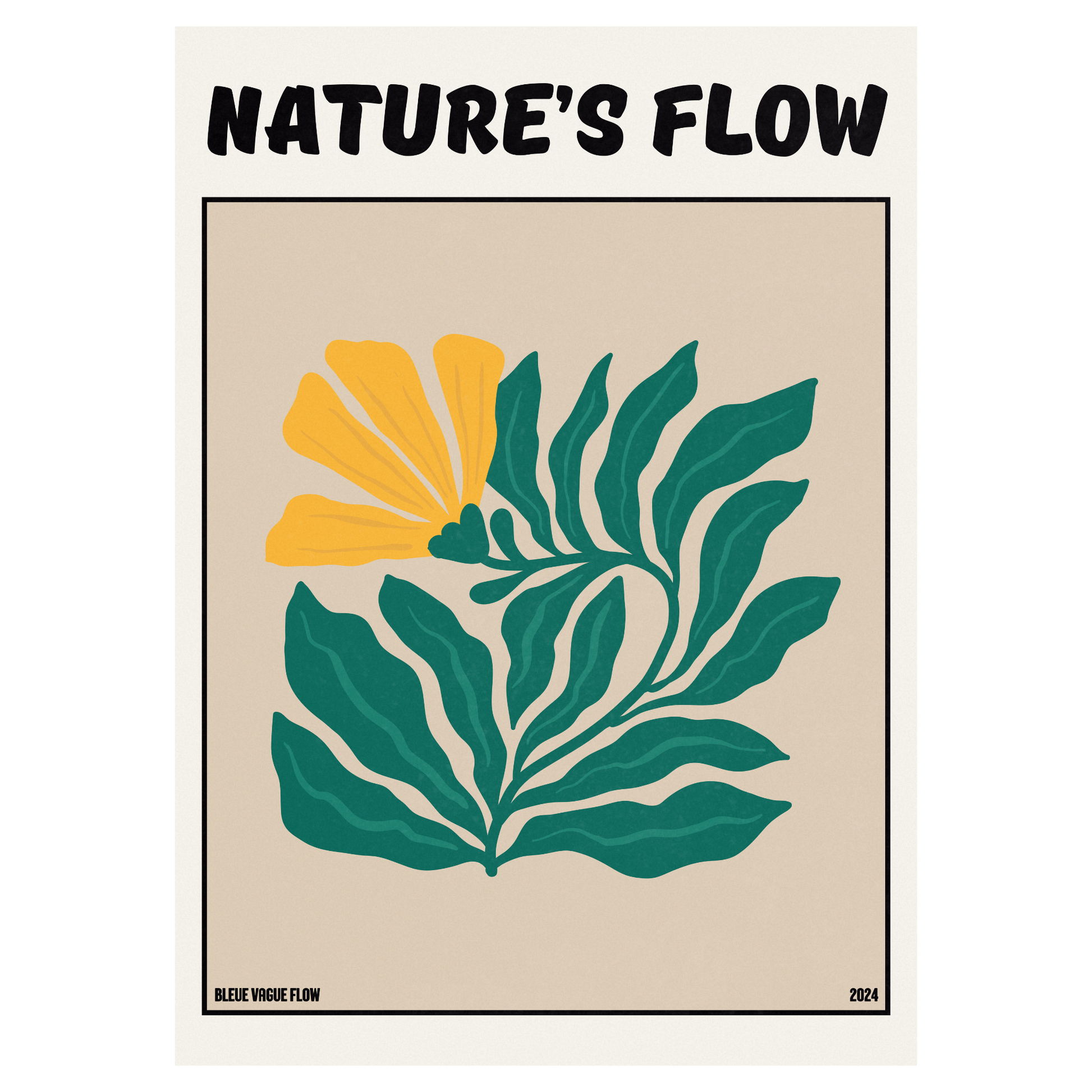 Poster Flower's Flow - Feu pâle Bleue Vague Flow