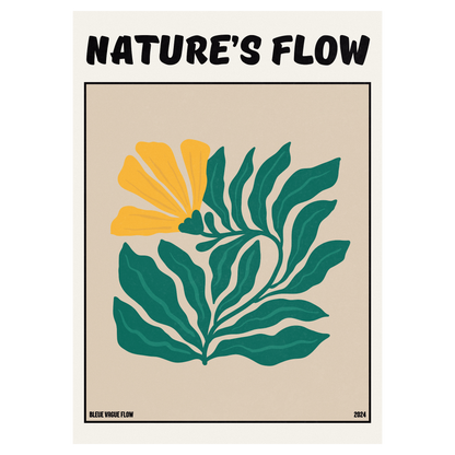 Poster Flower's Flow - Feu pâle Bleue Vague Flow