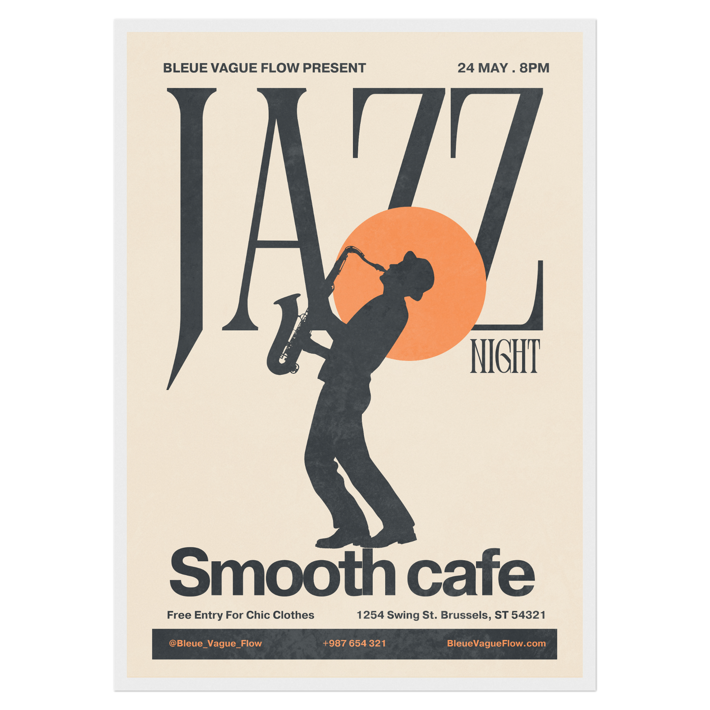 Nuit Jazz - Saxophone Bleue Vague Flow