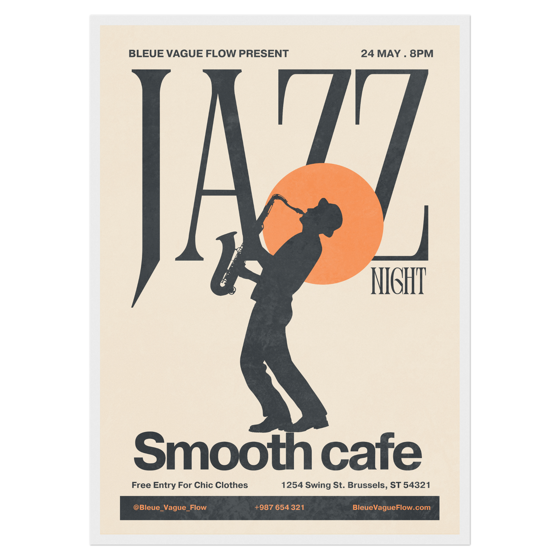 Nuit Jazz - Saxophone Bleue Vague Flow