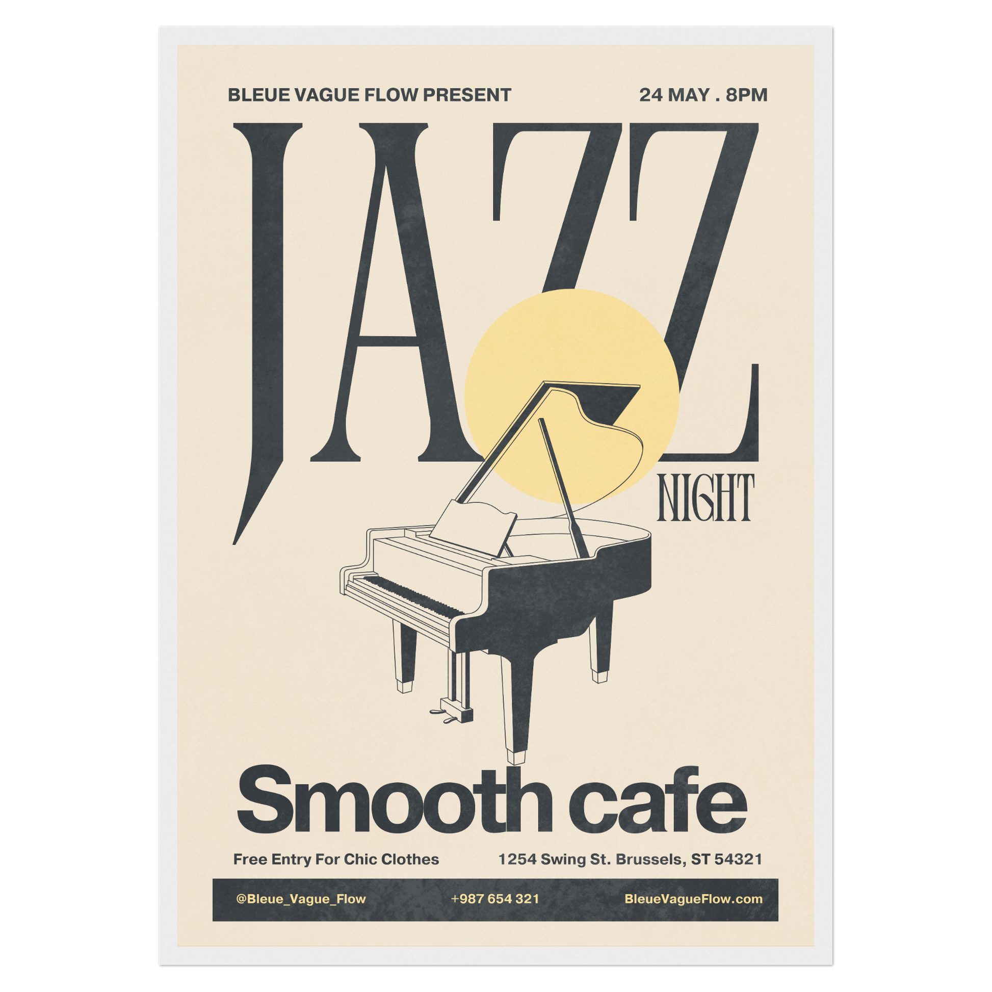 Nuit Jazz - Piano Bleue Vague Flow