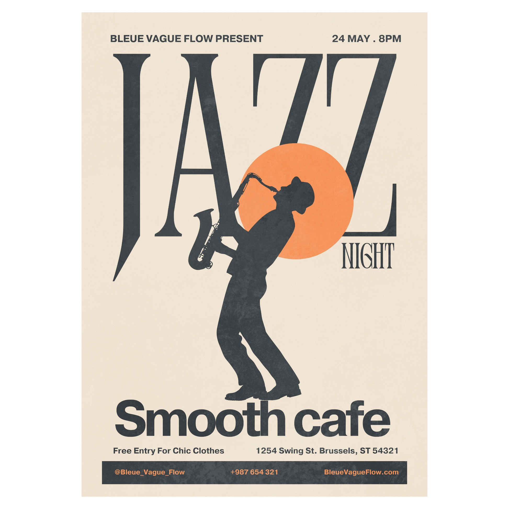 Nuit Jazz - Saxophone Bleue Vague Flow
