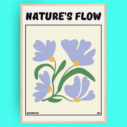 Poster Flower's Flow - Bleutée Bleue Vague Flow