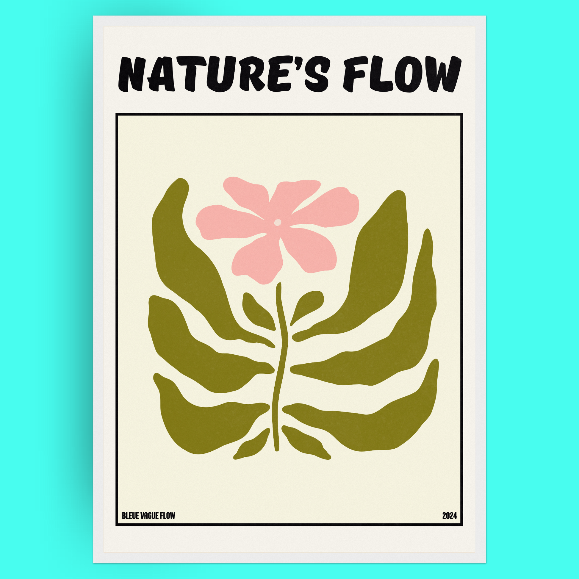 Poster Flower's Flow - Rosée Bleue Vague Flow